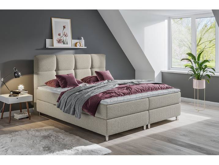Lit Williard 180 x 200cm Tissé à plat Blanc/Beige/Crème
