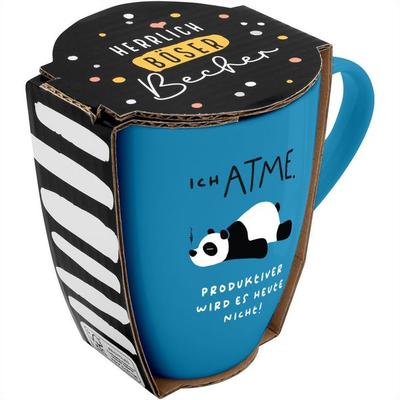 Tasse mit Motivdruck 'Ich atme. Produktiver wird es heute nicht!', mit Banderole