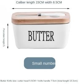 Combo Retail Shop Butter Container Ceramic Box, Sealed Storage Box For Cheese, Butter Slicer With Knife, Butter Dish For Restaurant 350ml