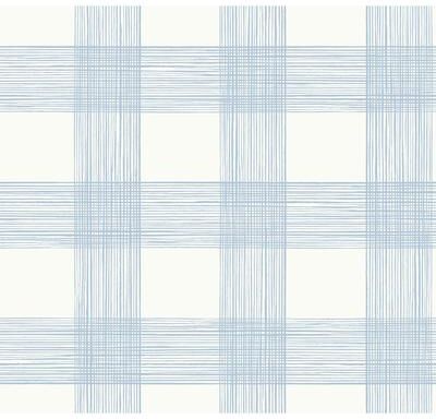 A-Street Prints Scarborough Light Blue Striated Plaid Wallpaper