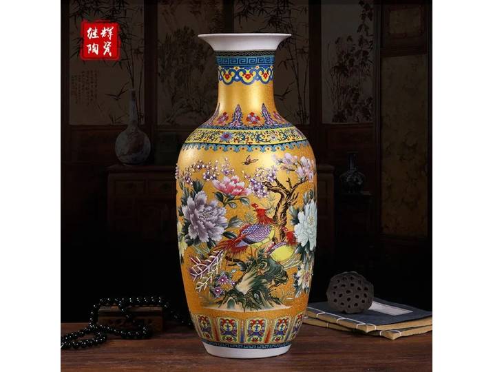 Vase en céramique Jingdezhen - Décor animal chinois vintage avec surface lisse