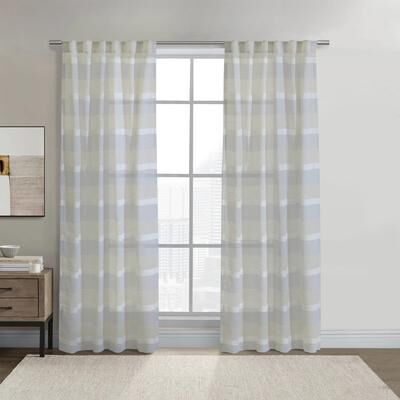 Habitat Nathan Stripe Sheer Dual Header Curtain Panel