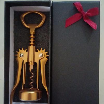 Uplift Essentials Dark Gold Wine Opener Wing Corkscrew With Bottle Opener gold Gift Package