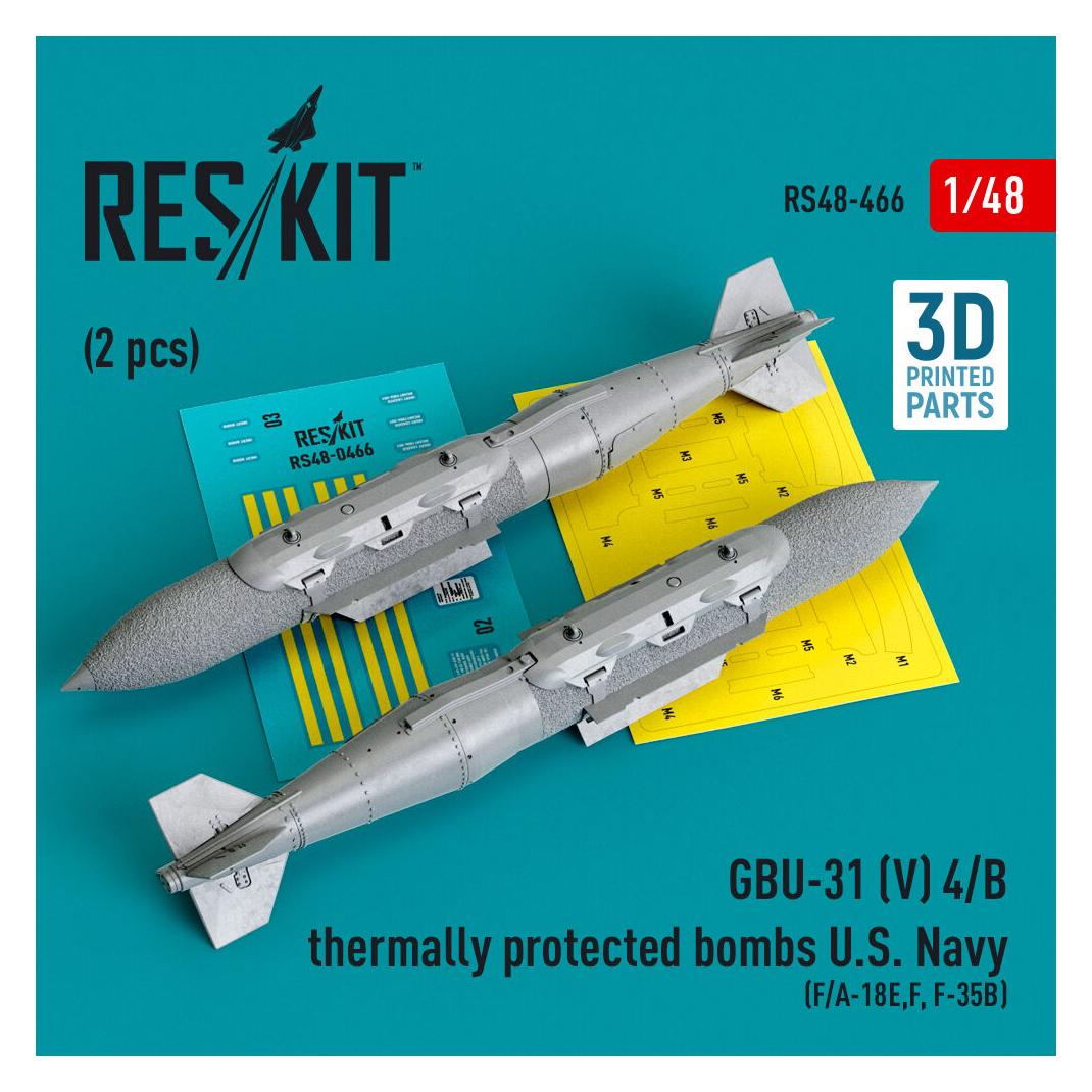 ResKit GBU-31 (V) 4/B thermally protected bombs U.S. Navy (2 pcs) (F/A-18E,F, F-35B) (3D Printed) (RS48-0466)