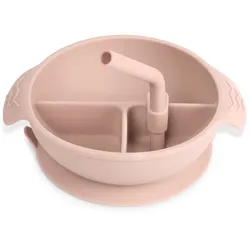 Baby Essteller mit Unterteilung und Saugfuss - Blush