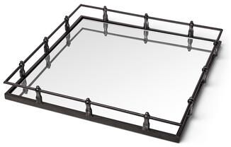 Mercana Christa Natural Metal Mirrored Base Square Tray - 22.0L x 22.0W x 3.1H