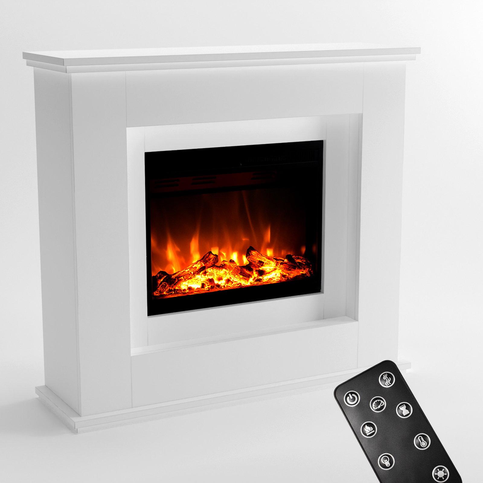GF Core Elektrokamin 'Europa' | LED Standkamin in weiß mit Heizung (1500 W) | HxBxT: 101x111x33cm