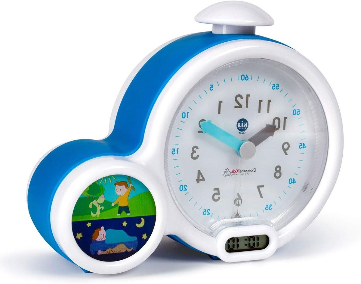 Kinderwekker Nachtlampje Blauw - Educatieve Klok om Klokkijken te Leren met Dubbel Display en Geleidelijk Volume