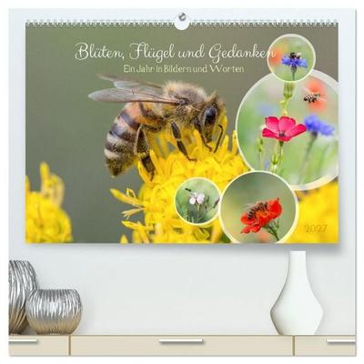 Blüten,Flügel und Gedanken – Ein Jahr in Bildern und Worten (hochwertiger Premium Wandkalender 2027 DIN A2 quer), Kunstdruck in Hochglanz