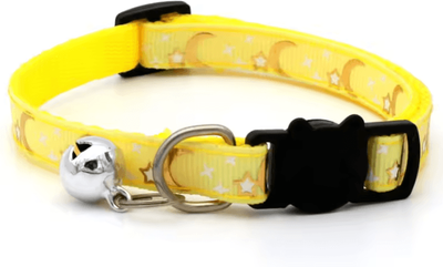 Inspire Curations LunaCharm Gold Star & Moon Adjustable Pet Collar yellow