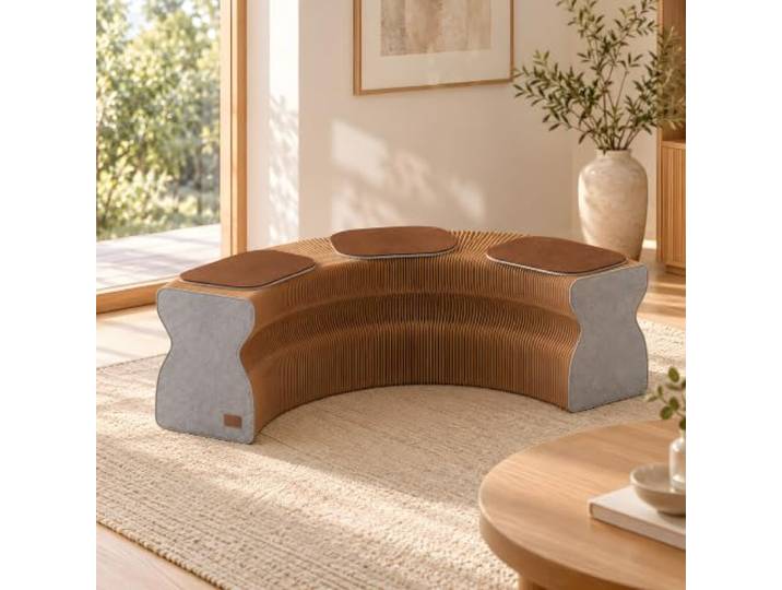 DKPLOE Akkordeon Hocker Klappbar Kraftpapier Ausziehbare Bank Mit Kissen Innovative Wabenstruktur Flexible Formanpassung Und Platzsparendes Design für Wohnzimmer Schlafzimmer Büro Und Gäste