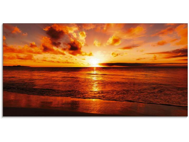 Glasbild ARTLAND Schöner Sonnenuntergang Strand , orange (farbe bild(er): orange), B:60cm H:30cm, Bilder, Glasbild, in verschiedenen Grössen