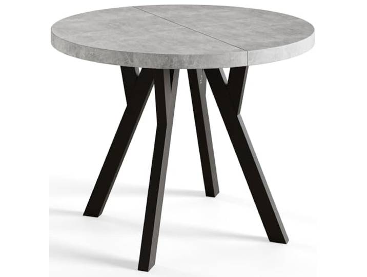 Esstisch Ausziehbar Ovo, 80-130cm, Stabile Beine, At Runder Tisch, Moderner Design, Wohnzimmertisch und Küchentisch, Stabile Konstruktion, Schwarze Beine