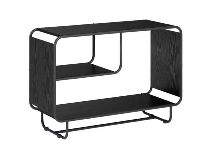 Xhnifbn Sideboard Schwarz Eichen-Optik 93,5x37,5x64,5 cm Anrichte 3 offene Ebenen bieten geordneten Stauraum für Geschirr in der Küche oder Dekoration im modernen Esszimmer.