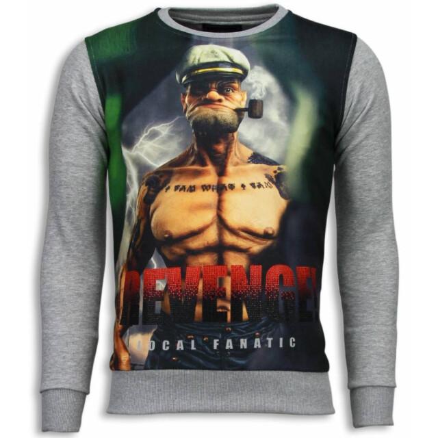 Local Fanatic Popeye revenge digital rhinestone sweater