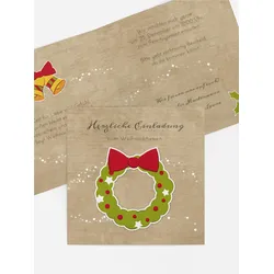 Weihnachtseinladung geschäftlich selbst gestalten mit Spruch und Fotos im Onlinedesigner bei Meine-Kartenmanufaktur.de