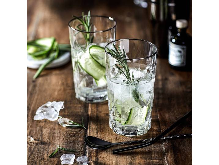 Longdrinkglas UPSCALE 6er-Set Ø 8cm Silber/Durchsichtig/Silber