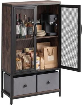 Costway Industrial Coffee Bar Cabinet with 2-Tier Storage Compartment-Rustic Brown