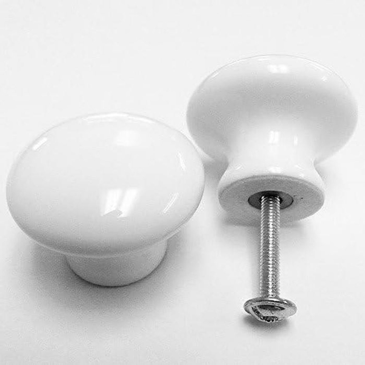 Set van 10 witte keramische handvatknoppen voor keukenkastjes en meubels