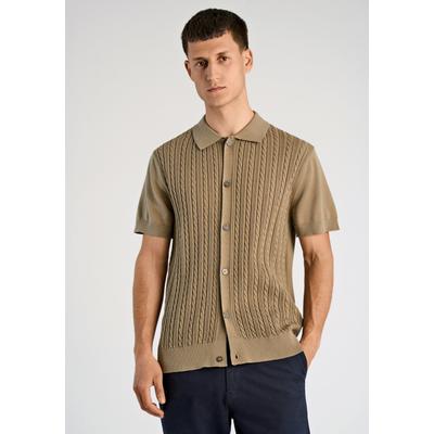 Cardigan LINDBERGH "Cardigan (Kurzarm) Relaxed Fit", Herren, Gr. XL, beige (dusty grün), Obermaterial: 100% Baumwolle, Strickjacken