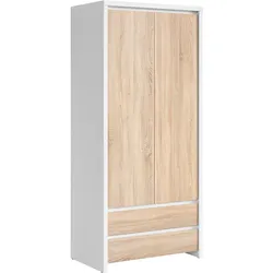 KLEIDERSCHRANK 2 Türen Soren Holz und Weiß