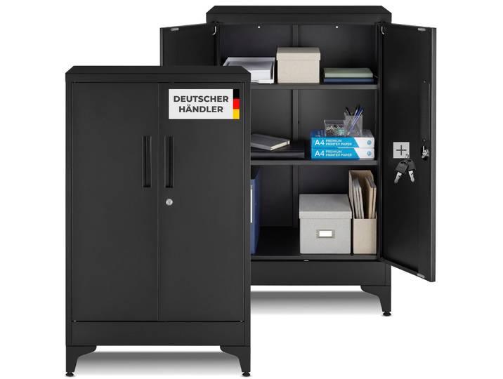 Aktenschrank Blake, Magnetverschluss, verstellbare Böden - schwarz