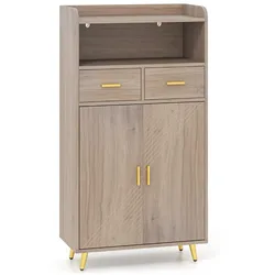 Helloshop26 - Aufbewahrungsschrank/Sideboard 60 x 30 x 113 cm platzsparend modernes Design für Küche und Esszimmer graues Holz 20_0010240
