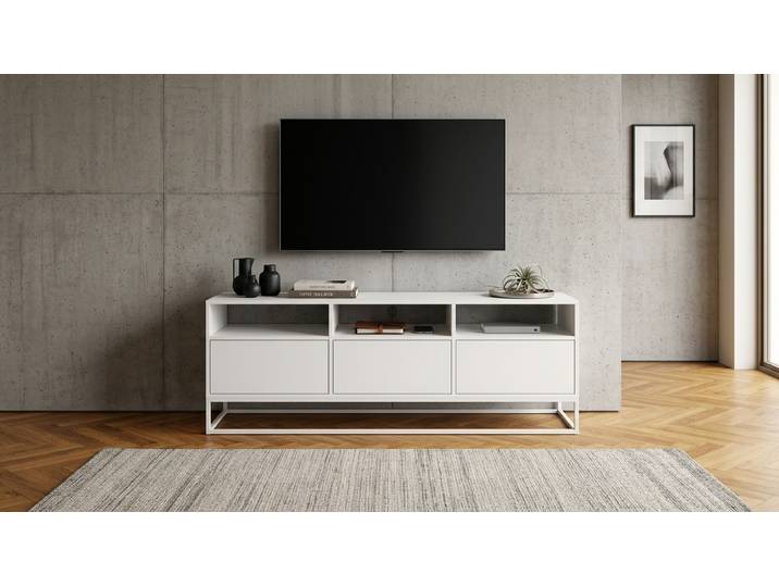 TV Sideboard – weiß/grau/schwarz MDF Beschichtet MDF Weiß matt