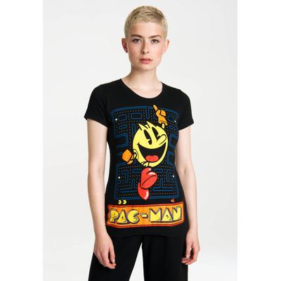 T-Shirt LOGOSHIRT "Pac-Man - Jumping", Damen, Gr. L, schwarz, 100% Baumwolle, bedruckt, normal, Rundhals, Shirts T-Shirt, mit tollem Pac-Man-Print