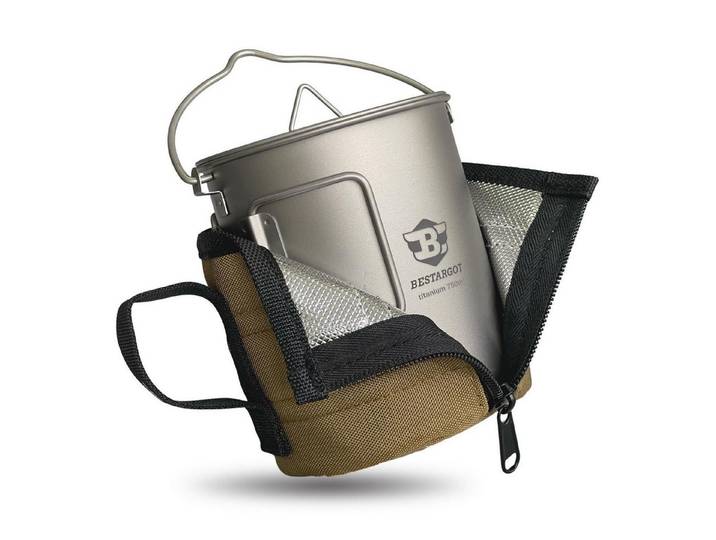 LuxusKollektion Becher Titan Topf 750ml faltbar Camping, Metall