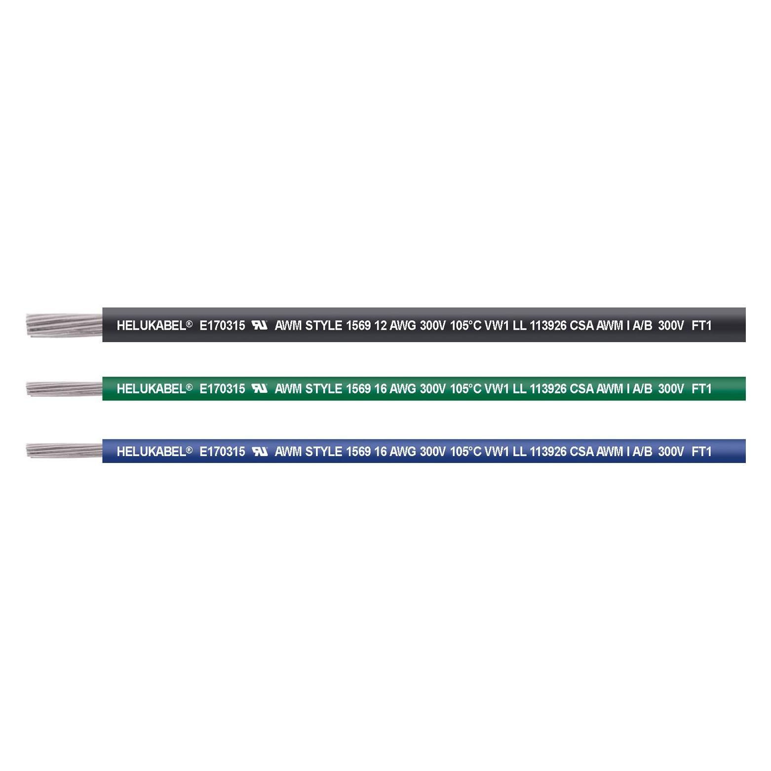 Helukabel 66101-305 Einzelader UL 1569 1 x² Schwarz (305 m) (66101-305)