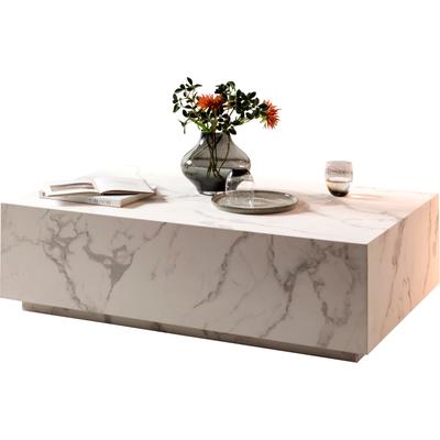 Couchtisch SALESFEVER "Almeria Beistelltisch: Stilvoller Tisch 120/75 cm", weiß (weiß marmoroptik), B:120cm H:35cm T:75cm, Tische, Couchtisch, Stilvoller, rechteckiger Tisch in edler Marmoroptik, 120x75cm