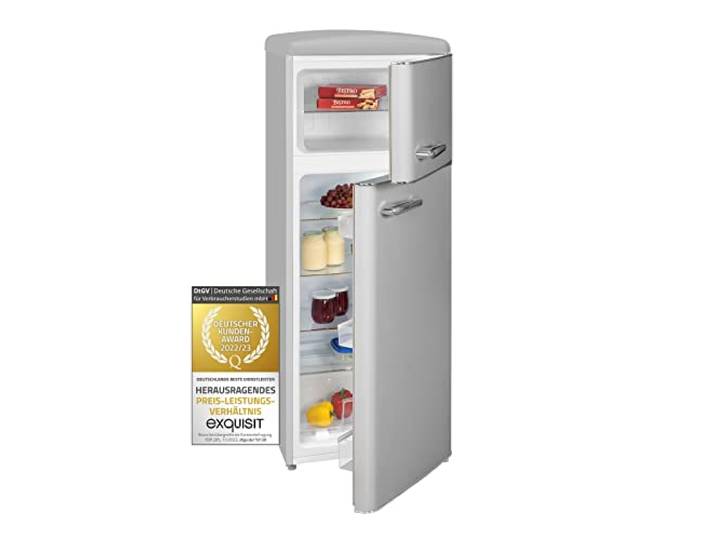 Exquisit Retro-Kühlschrank mit Gefrierfach, 206L Kühl-Gefrier-Kombination