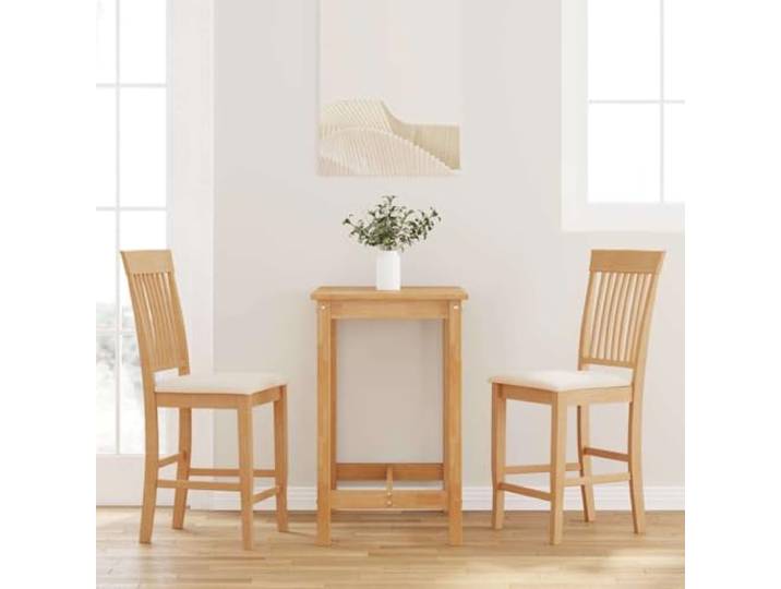 Barhocker mit Kissen 2 Stk. Natur Massivholz Gummibaum mit Rückenlehne Gummibaum-Massivholz, stoßfest, langlebig, ergonomische Rückenlehne, Esszimmer, Wohnzimmer