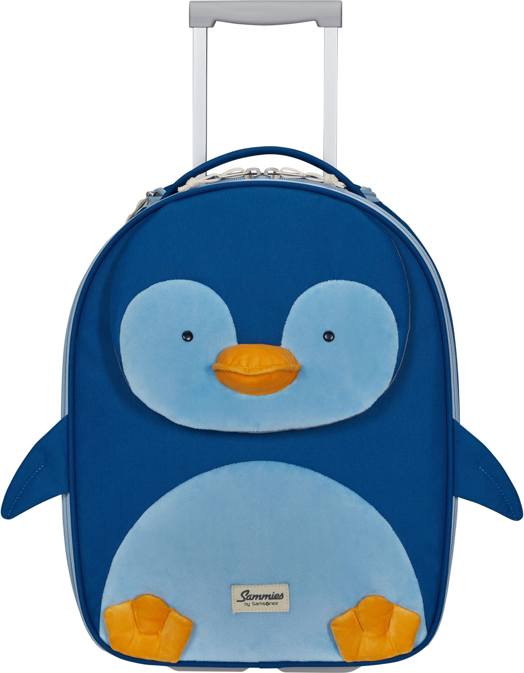 Kinderkoffer SAMSONITE "Happy Sammies, Penguin Peter", Damen, Gr. B/H/T: 36cm x 45cm x 23,5cm 22,5 l, blau (penguin peter), Polyester, festlich, Koffer Kinderkoffer, mit arretierbarem und versenkbarem Druckknopf-Trolleysystem penguin peter B/H/T: 36cm x 4