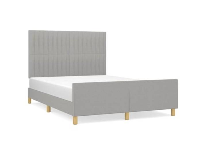 PUGYNBK Einzelbett 140 x 190 cm mit grauem Kopfteil Atmungsaktive Stoffstruktur, höhenverstellbar, robuste Beine, Holzlatten