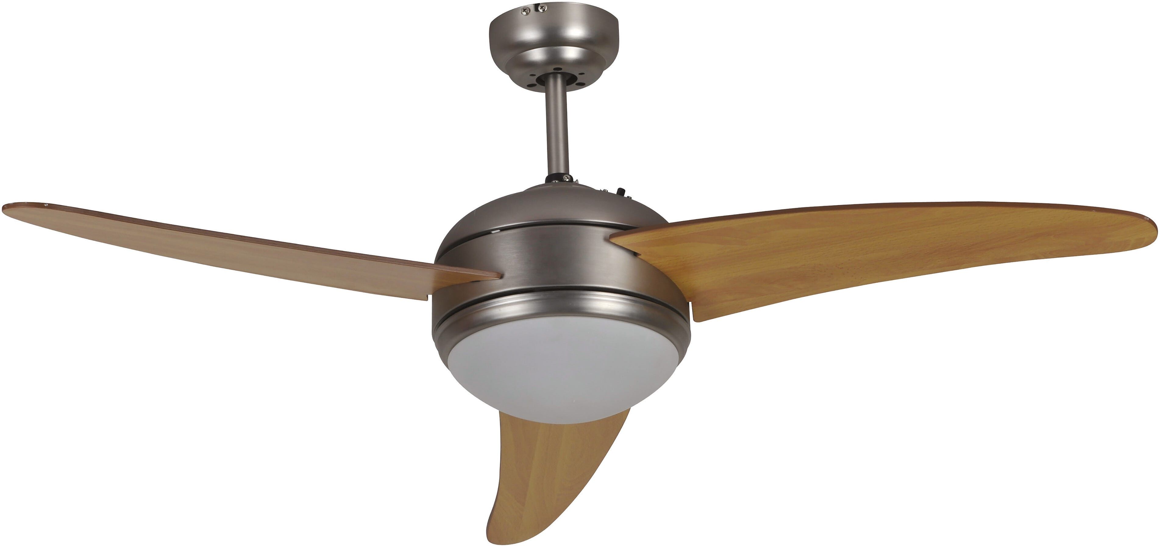 Zephir VENTILATORE DA SOFFITTO 3 PALE Ø 132 cm CON LUCE E TELECOMANDO COLOR FRASSINO