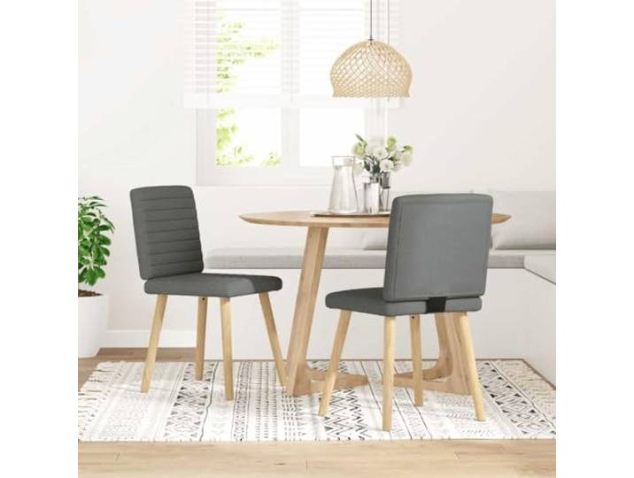 HMDNGOUT Esszimmerstühle 2 STK. Dunkelgrau Stoff Metall Holz Weicher Polyester-Bezug, dickes Schaumstoffpolster, Metall-Holz-Gestell, Esszimmer, Wohnzimmer, Gästezimmer