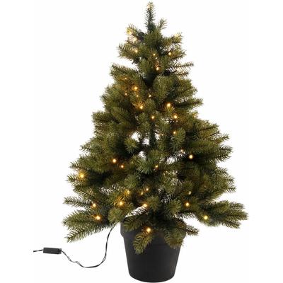 Künstlicher Weihnachtsbaum CREATIV DECO "Weihnachtsdeko, künstlicher Christbaum, Tannenbaum", grün, H:60cm, Kunststoff, Weihnachtsbäume, mit schwarzem Kunststoff-Topf und LED-Lichterkette, batteriebetrieben