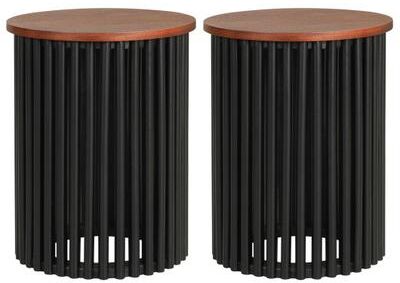 Costway 2 Piece Elegant Round Acacia Wood Coffee Table for Living Room and Home Office-Walnut