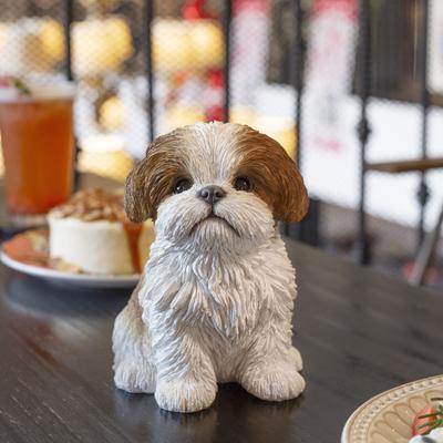Hi-Line SoReal Brown Shih Tzu Sitting Decorative Puppy Figurine for Home & Garden Décor, Handpainted Polyresin Dog Statue