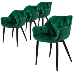 ESSZIMMERSTÜHLE 4er Set Dunkelgrün Samt