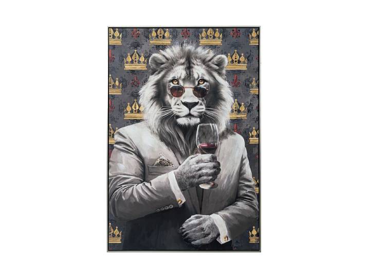 Handbemaltes, gerahmtes Bild „Royal King“ 82.5 x 122.5 cm Multicolor Crea Collection