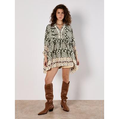 T-Shirt APRICOT "Bedrucktes Hemd", Damen, Gr. S (36), grün (khaki), Obermaterial: 100% Viskose CV., bedruckt, Blusen T-Shirt