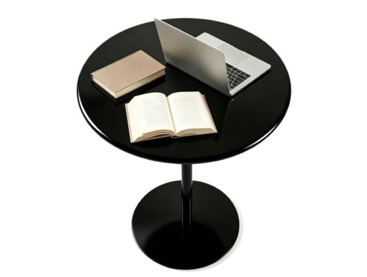 Gaommini Beistelltisch, schwarzer Kaffee-Beistelltisch, Werkbank, runder Metallsockel, Küchen-Esstisch, Kleiner Platz, Kaffee- und Getränketisch Bartisch Roter Bistro-Pub-Tisch(40x40x72cm)