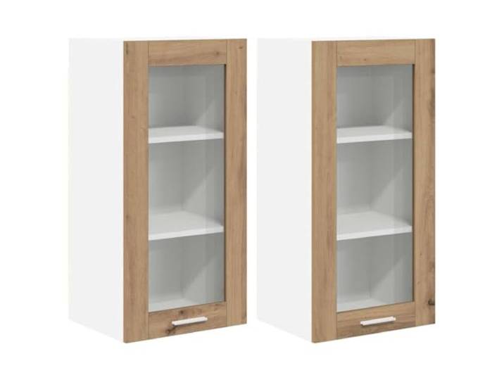fsahslih 2er Set Küchen Hängeschrank Artisan-Eiche 40x31x80 cm Platzsparende Wandküchenschränke für Esszimmer und Wohnbereich. Bieten strukturierten Stauraum hinter der Drehtür.