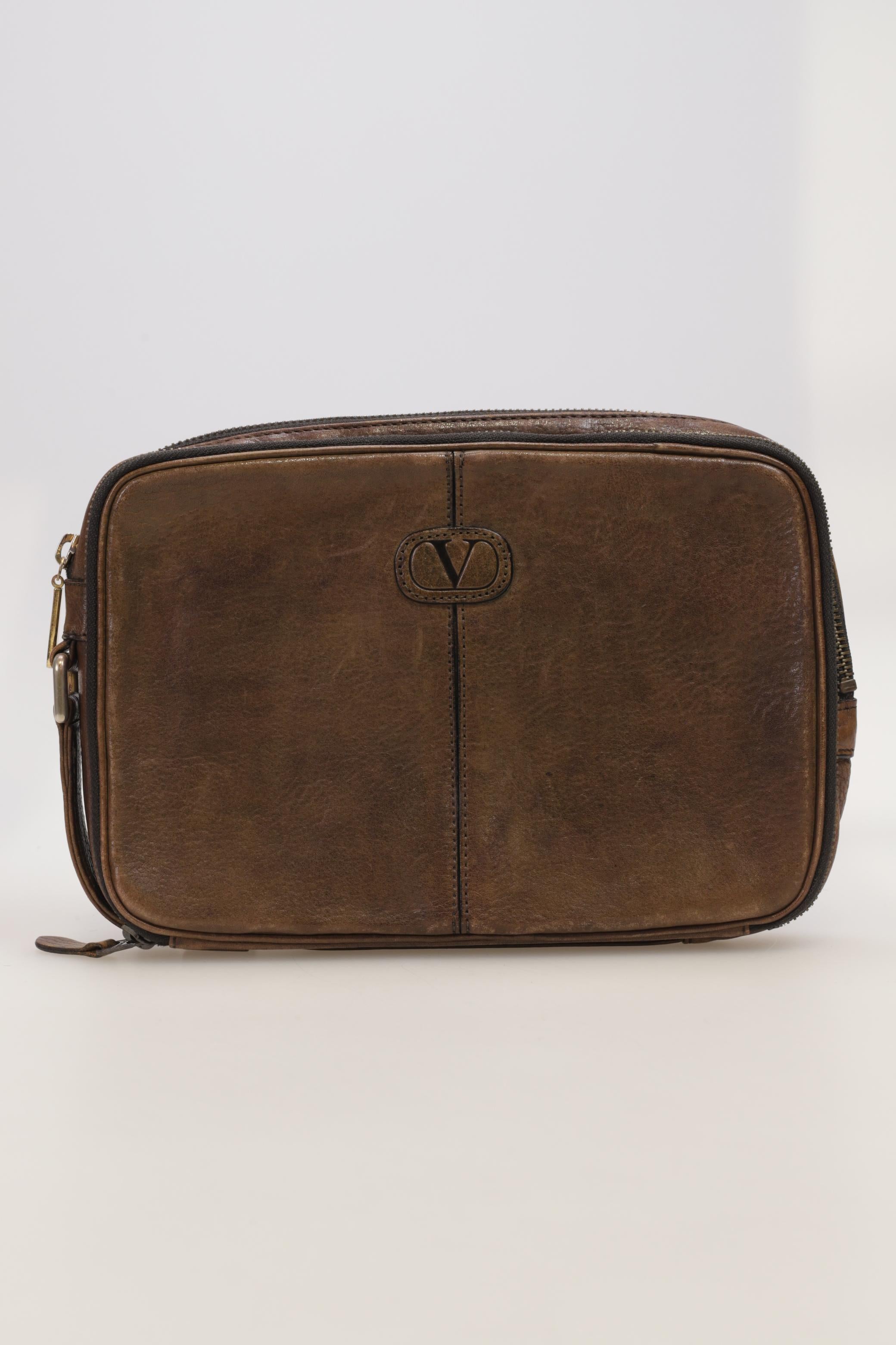 Valentino Garavani Herren Tasche, Braun, kein / Etikett - Second Hand