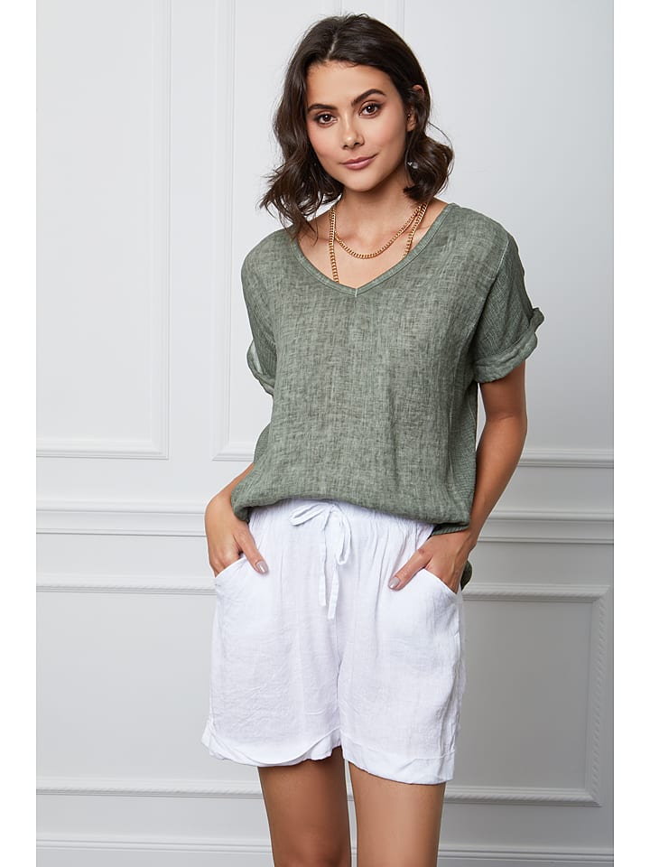 Fleur de Lin Leinen-Shirt "Fabius" in Khaki - M