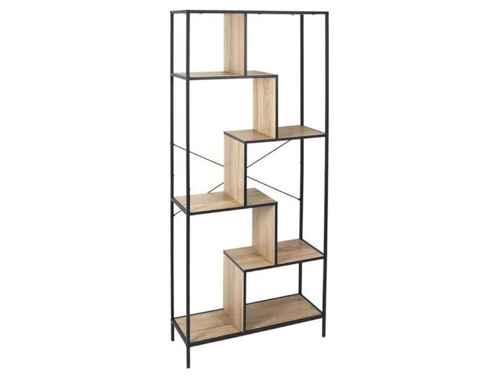 ENDIS - Etagère 6 Niveaux Aspect Bois et Métal Noir
