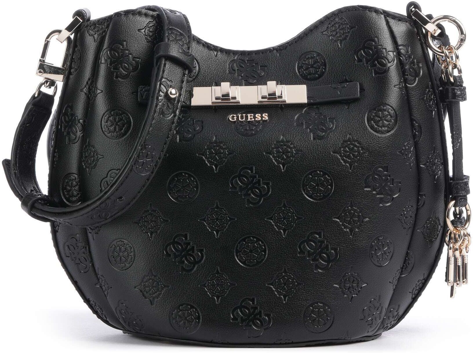 Guess Carmella Bucket Handtasche aus Leder, schwarz